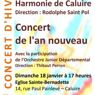 Concert de l’an nouveau, 18 janvier à 17 h, Eglise Ste Bernadette, Caluire