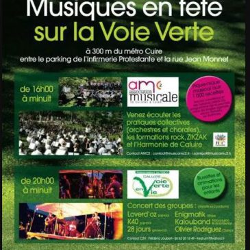 Participation à Musiques en fête sur la Voie Verte de Caluire – Concert à partir de 16 heures le 18 juin 2016